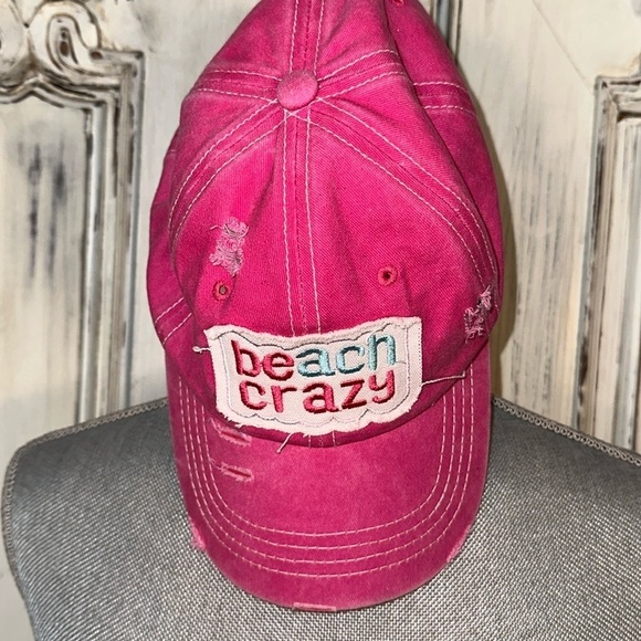 Accessories - Beach Crazy Pink Distressed 100% comfort Cotton Baseball Cap Adjustable